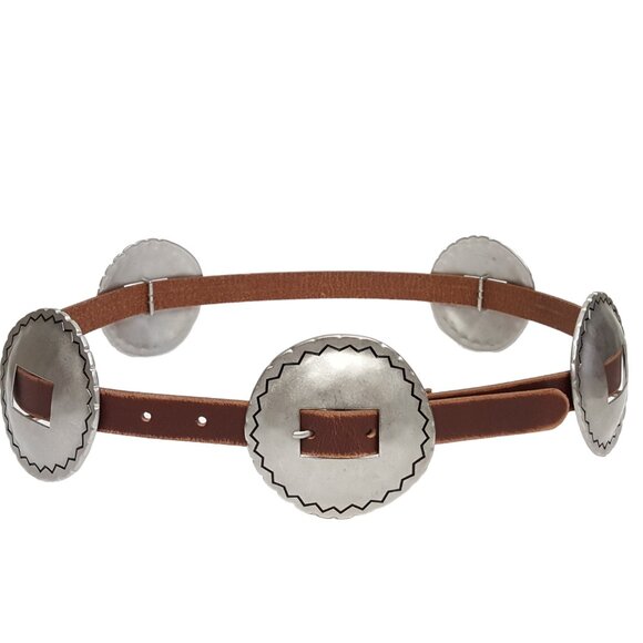 Western Distressed Leather w. buckle size round conchos main image 4